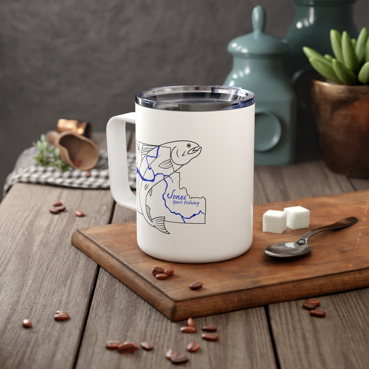 JSF Salmon Insulated Coffee Mug, 10oz