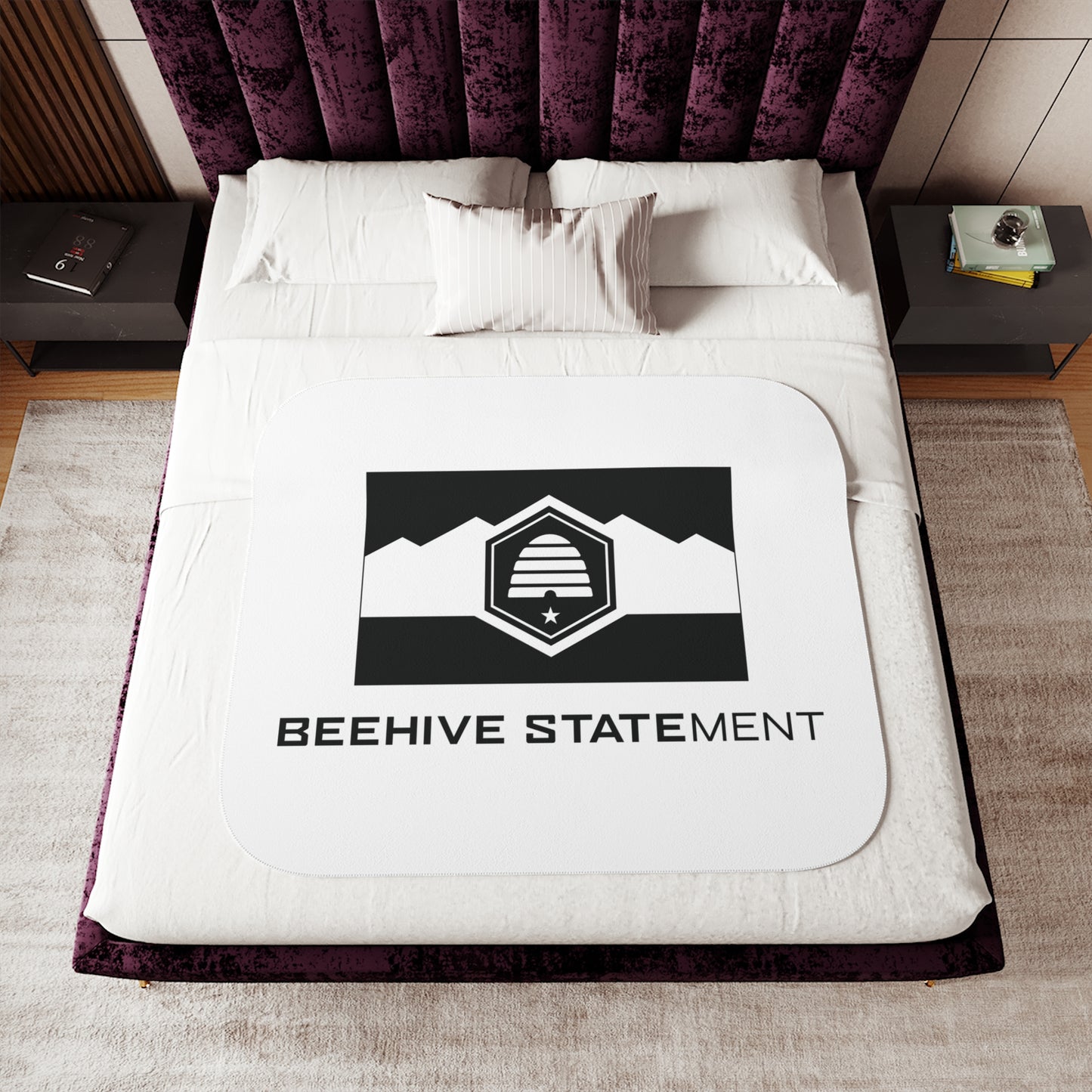 Beehive Statement White Sherpa Blanket