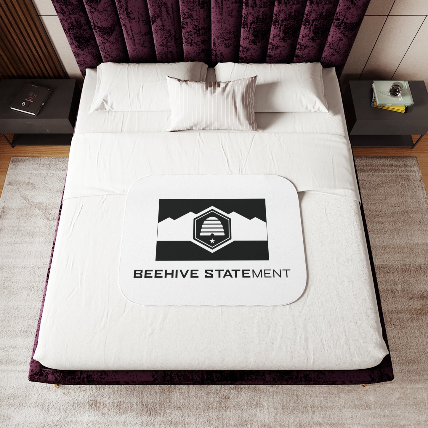 Beehive Statement White Sherpa Blanket